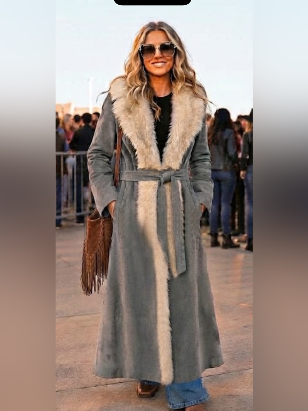 Vintage 70s Trojan Grey Suede Penny Lane Coat Small